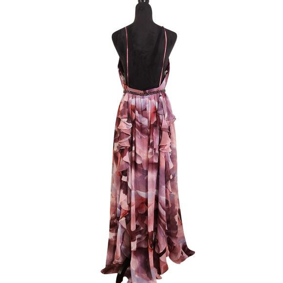 JOVANI NWT Floral Plunging Neckline Chiffon Dress, Size 8 - Picture 4 of 15